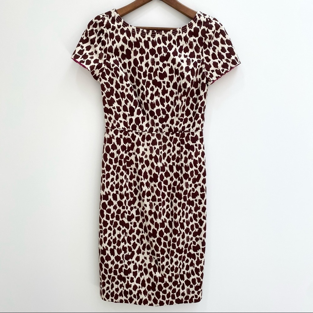 J. Crew V-Back Giraffe Print Sheath Dress Bi-Stretch Cotton A0715 New Size 2